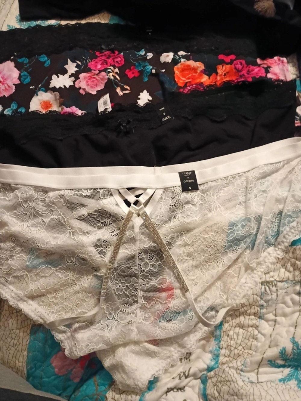 torrid Black Floral & White Lace Panty Twin Pack